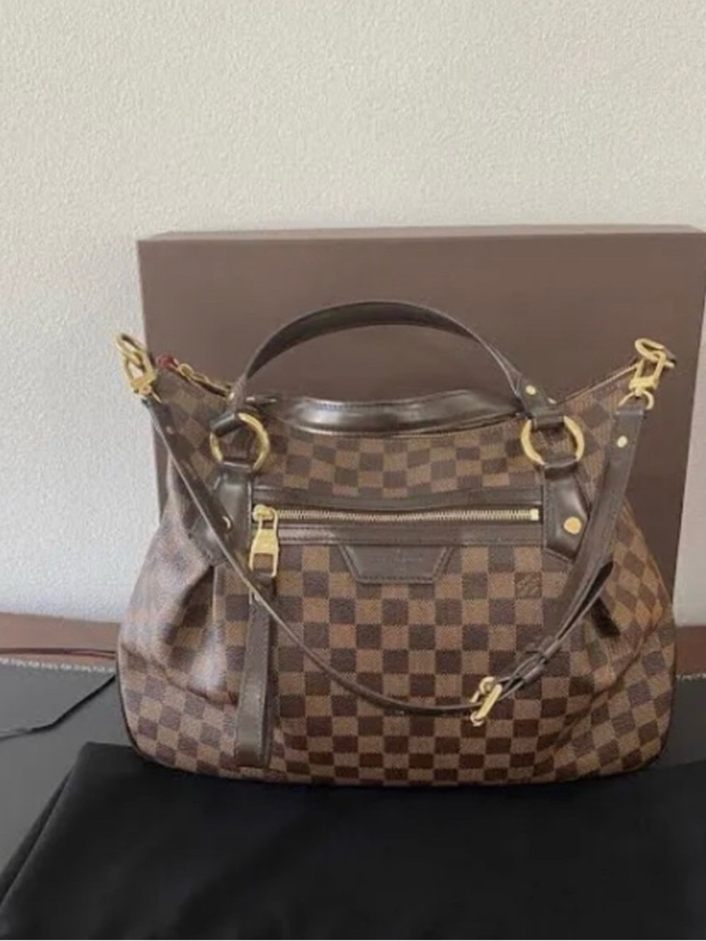 Authentic RARE NWT -  Vuitton Brown Damier Canvas Shoulder Bag, Gold Hardware